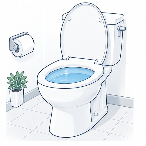 便器の水位が高くなったトイレのイラスト