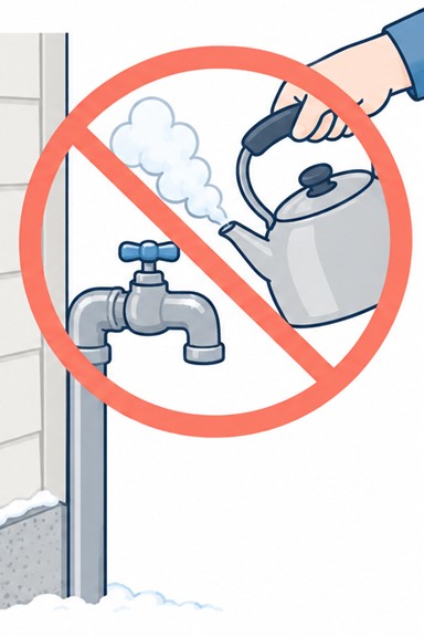 湯気の出るやかんに禁止マークを重ねたイラスト